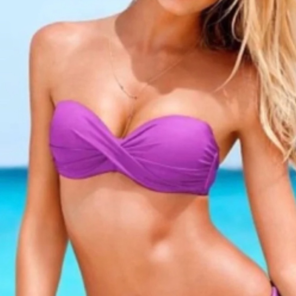 VICTORIA'S SECRET SWIM Mix-and-Match Twist Bandeau Bikini Top in Purple Violet